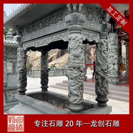烧香石供台香炉寺庙寺院青石室外摆件厂家 大理石香炉石头雕刻
